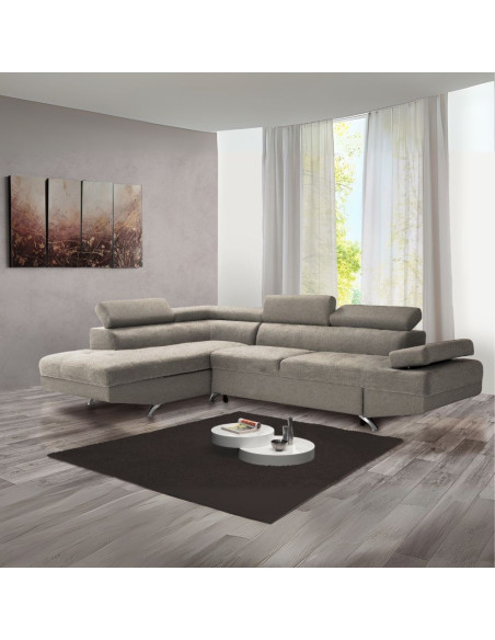 Divano letto angolare Rio con penisola contenitore sinistra in tessuto Twist 03 grigio rabbit - Kallea