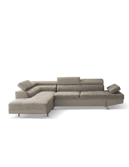 Divano letto angolare Rio con penisola contenitore sinistra in tessuto Twist 03 grigio rabbit - Kallea