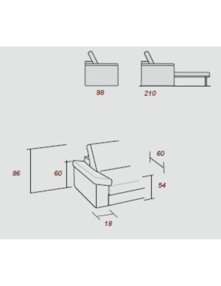 Divano letto Flash 3 posti con rete elettrosaldata in Barrel 97 carbone - Kallea