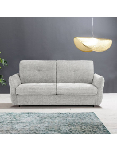 Divano letto Marea 3 posti con rete elettrosaldata materasso 20 cm. in tessuto Aragon 80 grigio chiaro - Kallea