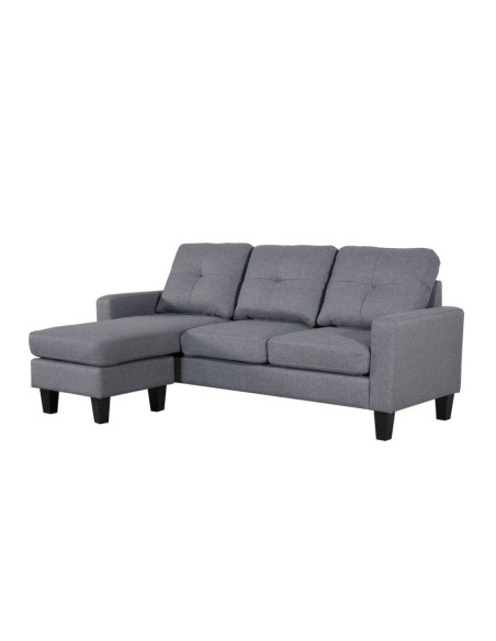 Divano 3 posti Giulivo grigio con chaise longue componibile - Kallea