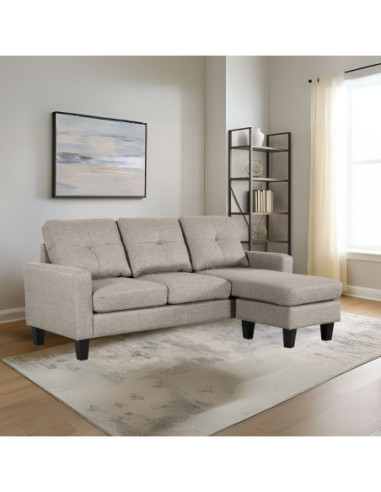 Divano 3 posti Giulivo beige con chaise longue componibile - Kallea