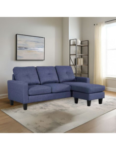 Divano 3 posti Giulivo blu con chaise longue componibile - Kallea
