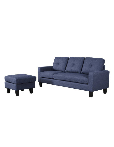 Divano 3 posti Giulivo blu con chaise longue componibile - Kallea