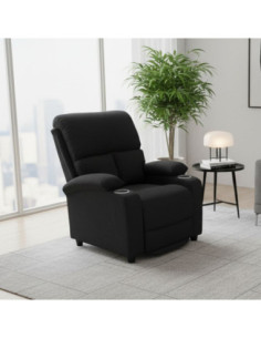 Poltrona recliner manuale Ninetta con portabicchieri in microfibra nero - Kallea
