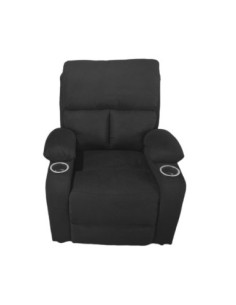 Poltrona recliner manuale Ninetta con portabicchieri in microfibra nero - Kallea 2