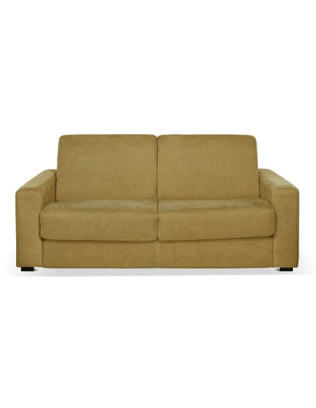 Divano letto Kriog 3 posti con rete elettrosaldata in tessuto Barrel 48 senape - Kallea