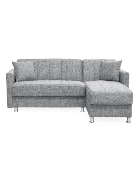 Divano letto Oasis con penisola contenitore reversibile in tessuto Mina 14 grigio - Kallea