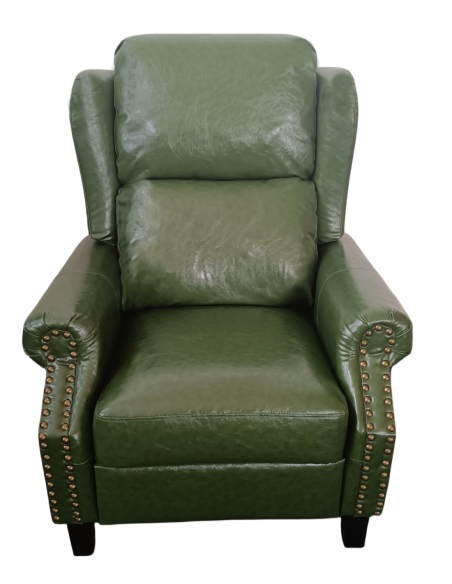 Poltrona Wing recliner 6 punti massaggianti in ecopelle colore verde - Kallea