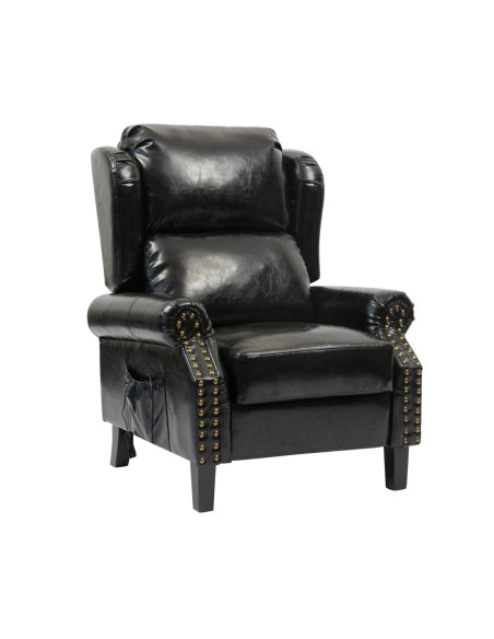Poltrona Wing recliner 6 punti massaggianti in ecopelle colore nero - Kallea