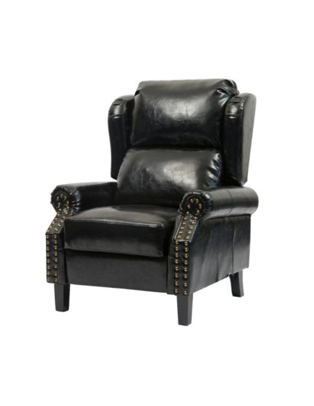 Poltrona Wing recliner 6 punti massaggianti in ecopelle colore nero - Kallea