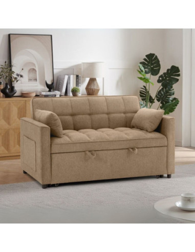 Divano letto Eiri 2 posti in tessuto 188-9 cappuccino - Kallea