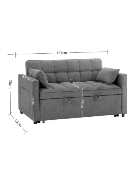 Divano letto Eiri 2 posti in tessuto 188-9 cappuccino - Kallea