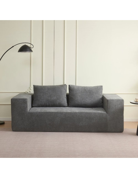 Divano Kelly imbottitura in schiuma con rivestimento in tessuto KSR26-18 grigio chiaro sottovuoto - Kallea