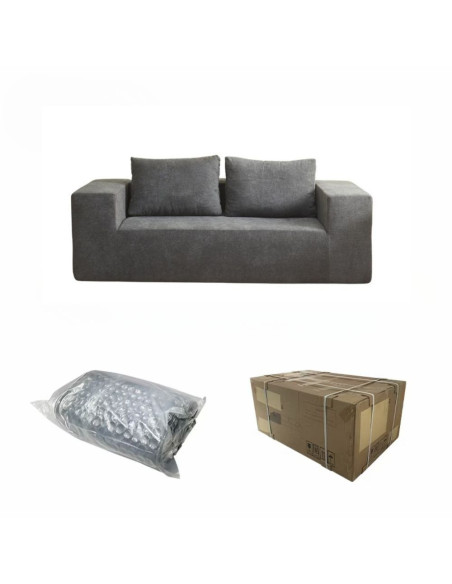 Divano Kelly imbottitura in schiuma con rivestimento in tessuto KSR26-18 grigio chiaro sottovuoto - Kallea