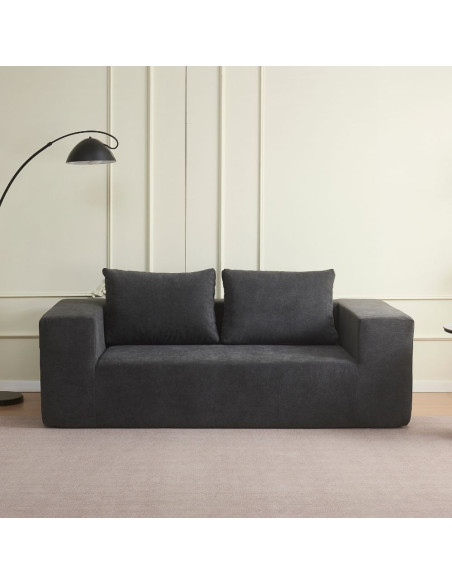Divano Kelly imbottitura in schiuma con rivestimento in tessuto KSR26-21 grigio scuro sottovuoto - Kallea