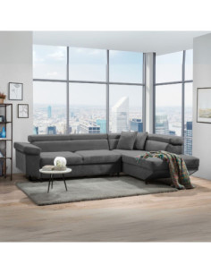 Divano letto Denver con penisola contenitore destra in Degas 92 grigio - Kallea