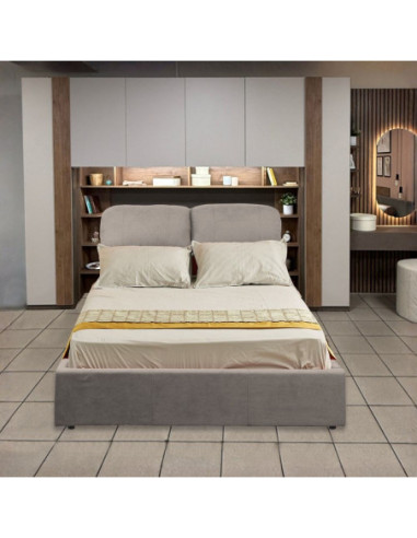 Armadio ponte Manchester colore cashmere e mercure con letto Sofaback taupe - Kallea