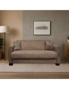 Divano letto Rianna 2 posti con contenitore in tessuto Oguzcan 07 brown - Kallea