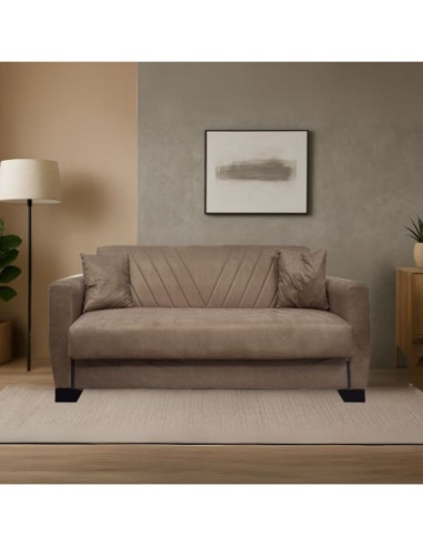 Divano letto Rianna 2 posti con contenitore in tessuto Oguzcan 07 brown - Kallea