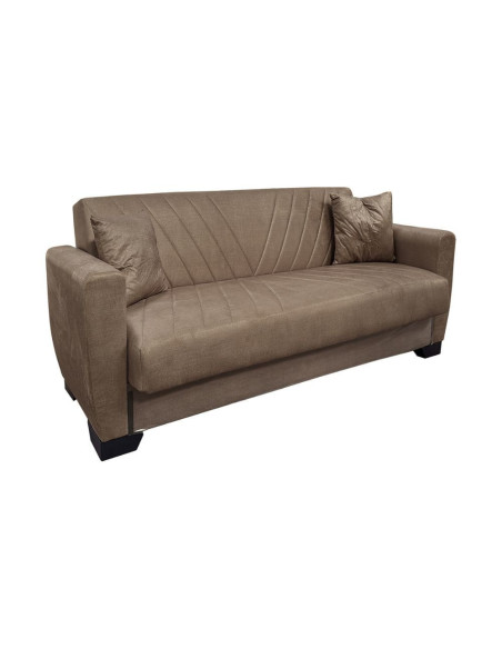 Divano letto Rianna 2 posti con contenitore in tessuto Oguzcan 07 brown - Kallea