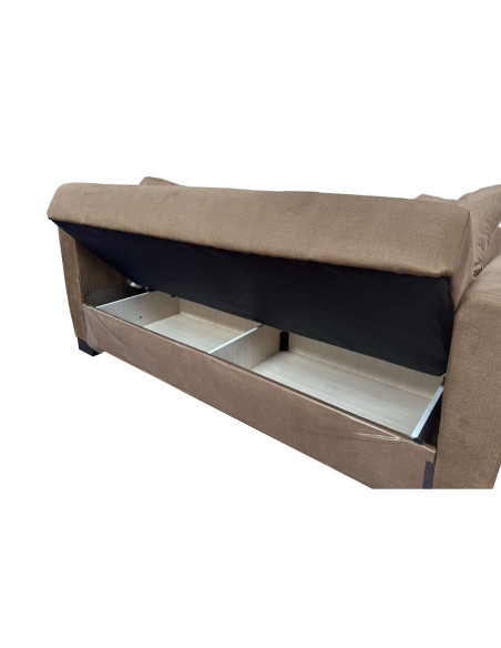 Divano letto Rianna 2 posti con contenitore in tessuto Oguzcan 07 brown - Kallea