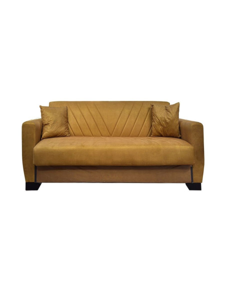 Divano letto Rianna 2 posti con contenitore in tessuto Oguzcan 09 giallo - Kallea