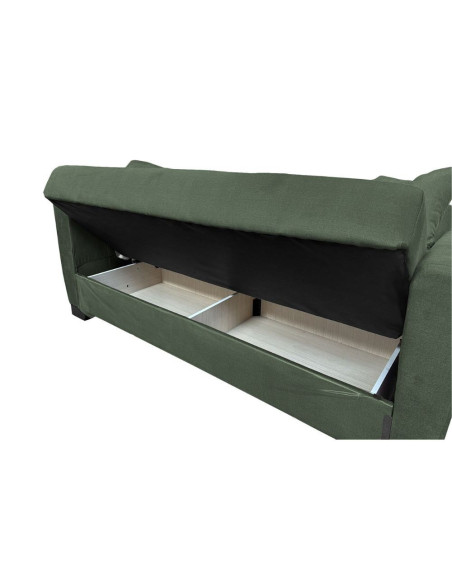 Divano letto Rianna 2 posti con contenitore in tessuto Oguzcan 11 verde - Kallea