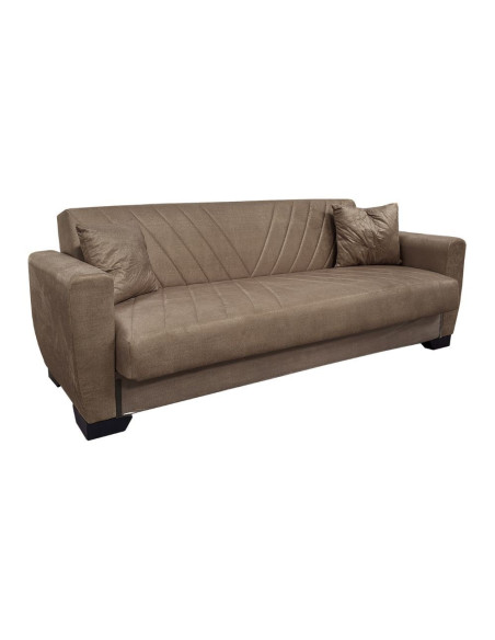 Divano letto Rianna 3 posti con contenitore in tessuto Oguzcan 07 brown - Kallea