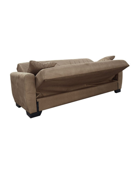 Divano letto Rianna 3 posti con contenitore in tessuto Oguzcan 07 brown - Kallea