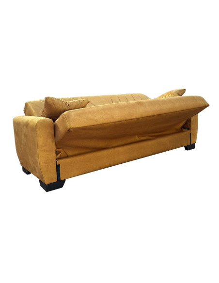 Divano letto Rianna 3 posti con contenitore in tessuto Oguzcan 09 giallo - Kallea