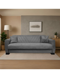 Divano letto Rianna 3 posti con contenitore in tessuto Oguzcan 13 gray - Kallea