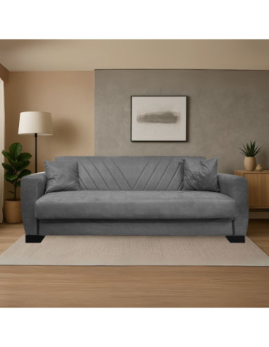 Divano letto Rianna 3 posti con contenitore in tessuto Oguzcan 13 gray - Kallea