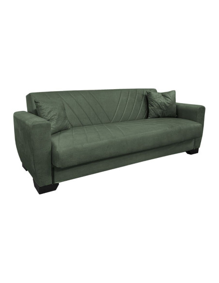 Divano letto Rianna 3 posti con contenitore in tessuto Oguzcan 11 verde - Kallea