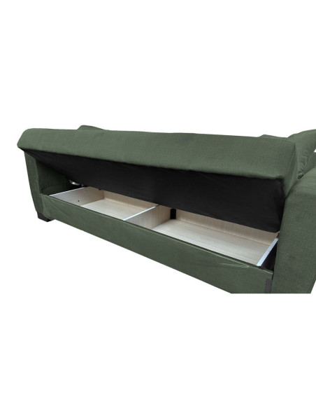 Divano letto Rianna 3 posti con contenitore in tessuto Oguzcan 11 verde - Kallea