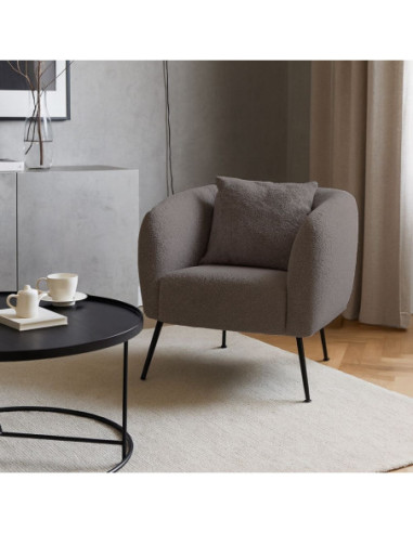 Poltrona pozzetto Nuvia in tessuto Ascort colore grigio mouse - Kallea