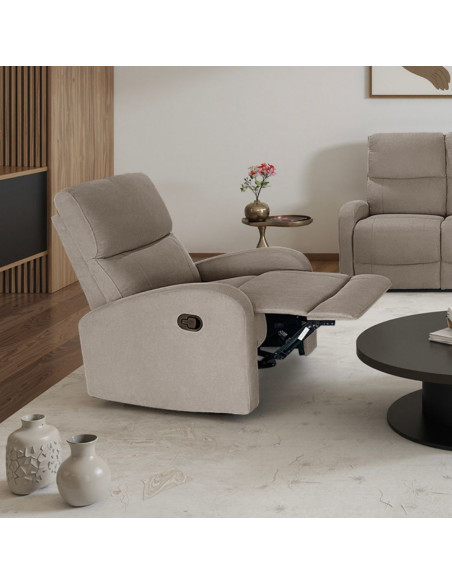 Poltrona Potter recliner manuale in tessuto Mia 103-05 beige - Kallea