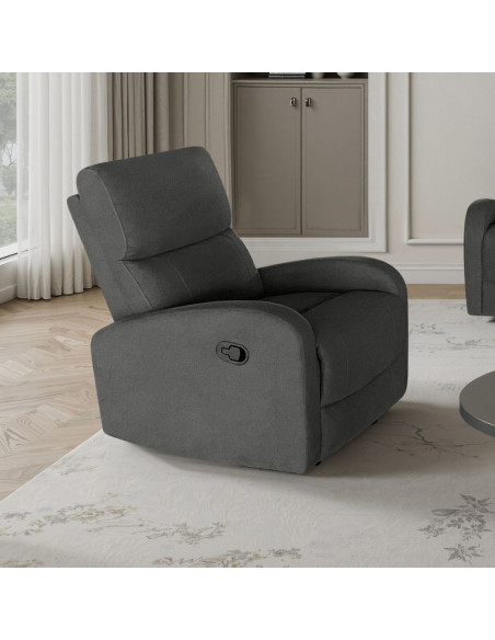 Poltrona Potter recliner manuale in tessuto Mia 103-27 grigio scuro - Kallea
