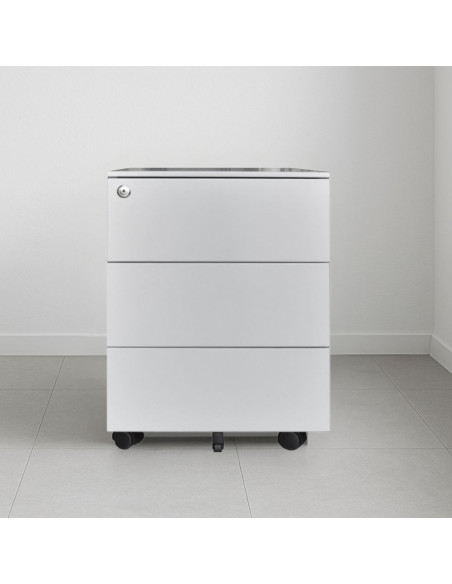 Cassettiera ufficio ESMC03 3 cassetti con chiave in ferro colore grigio chiaro - Kallea