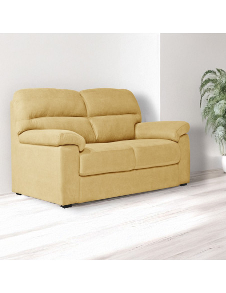 Divano Alenda 2 posti fisso con piedini quadrati colore Roma 14 giallo - Kallea