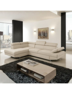 Divano angolare sinistro Julie con letto estraibile e contenitore in tessuto Barrel 04 beige - Kallea