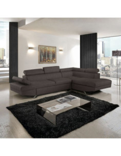 Divano angolare destro Julie con letto estraibile e contenitore in tessuto Texas 95 grigio elephant - Kallea