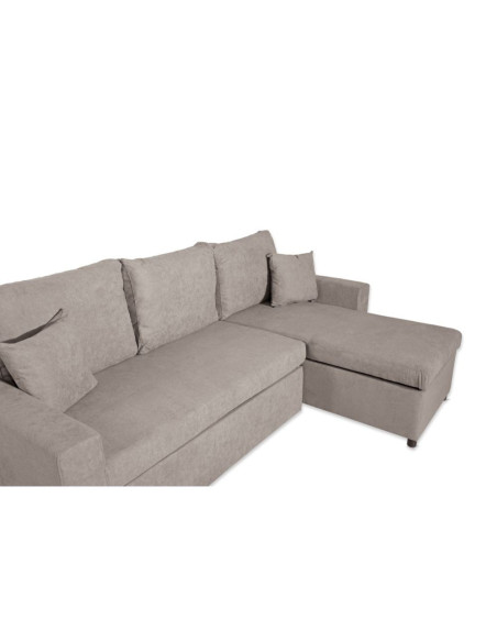 Divano con penisola reversibile Golf e letto estraibile in tessuto Enjoy03 tortora - Kallea