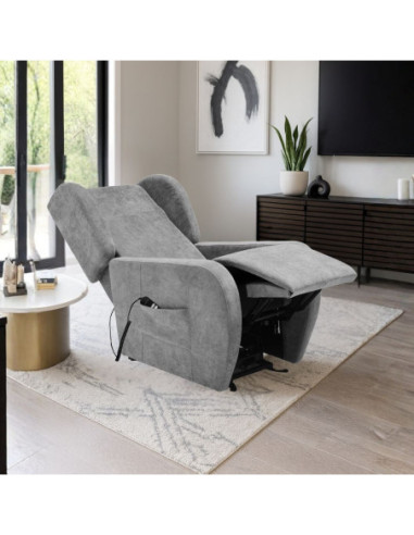 Poltrona alza persona Lift 2 motori con roller bar in tessuto Giulia 9712 light gray - Kallea