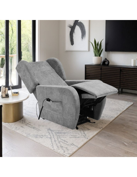 Poltrona alza persona Lift 2 motori con roller bar in tessuto Giulia 9712 light gray - Kallea