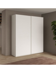 Camera da letto Rango con armadio 2 ante bianco opaco e letto Snello grigio chiaro - Kallea 2