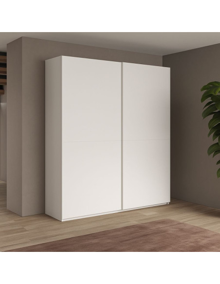 Camera da letto Rango con armadio 2 ante bianco opaco e letto Snello grigio chiaro - Kallea