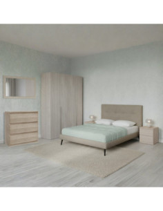 Camera da letto Milk con armadio 4 ante olmo perla e letto Stiletto tortora - Kallea