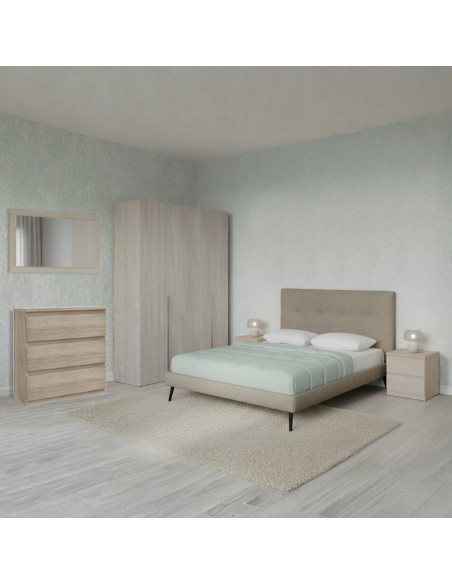 Camera da letto Milk con armadio 4 ante olmo perla e letto Stiletto tortora - Kallea
