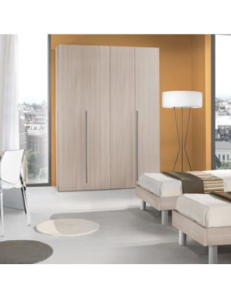 Camera da letto Milk con armadio 4 ante olmo perla e letto Stiletto tortora - Kallea